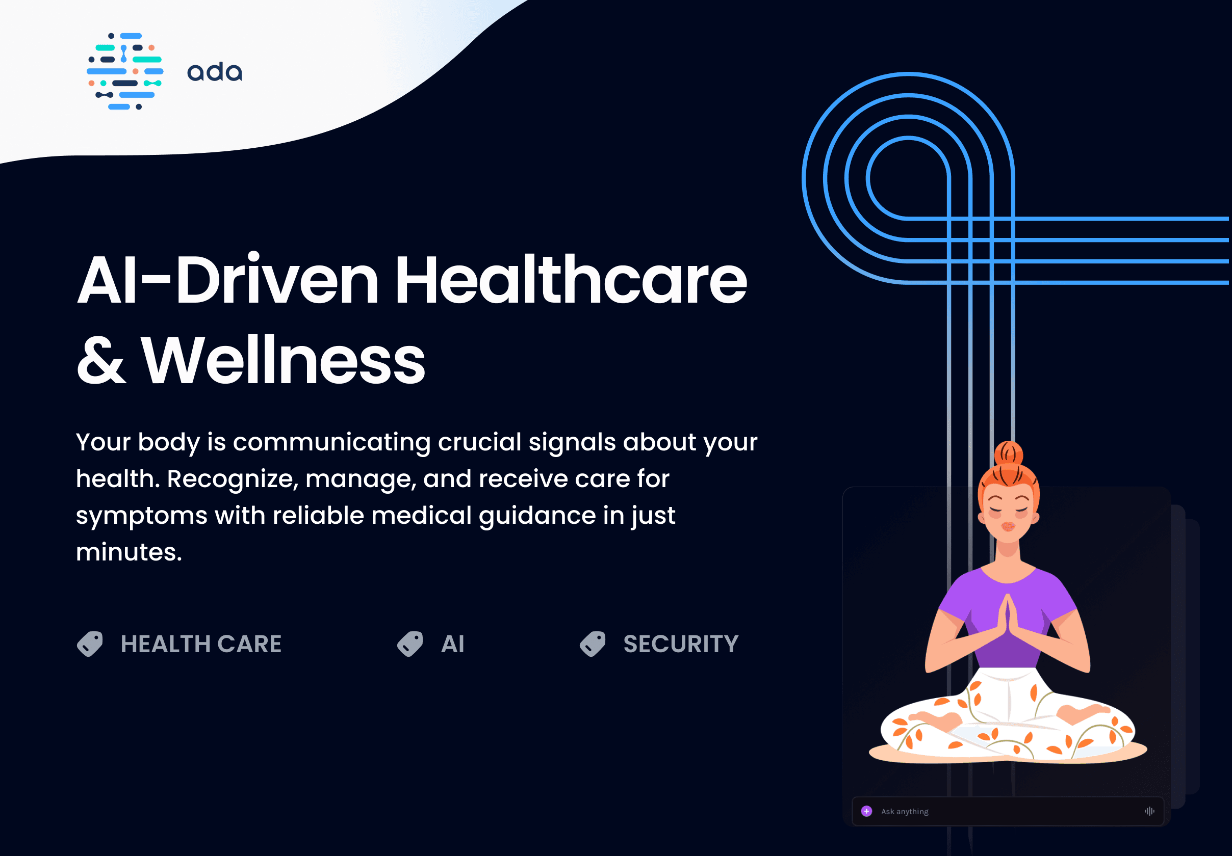 Ada personalized healthcare and conversational care concept across mobile screens