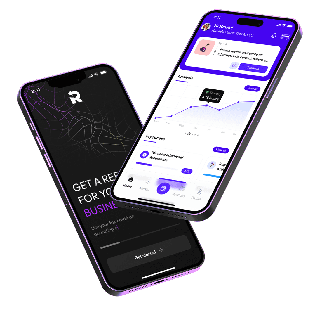 Innovation Refunds mobile tax-credit experience shown on two phones