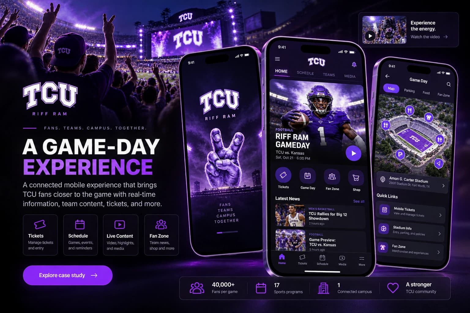 TCU Riff Ram game-day fan experience concept