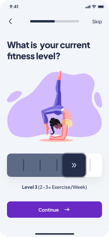 Ada mobile interface: Fitness level