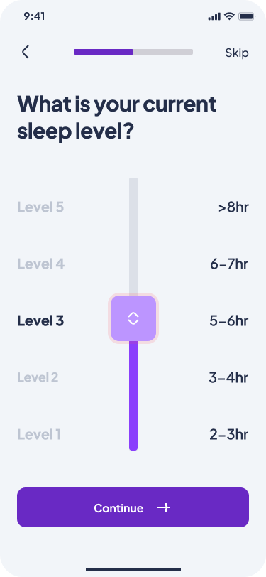 Ada mobile interface: Sleep habits