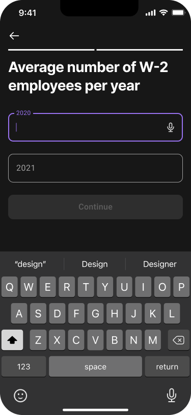 Innovation Refunds mobile interface: Employee information