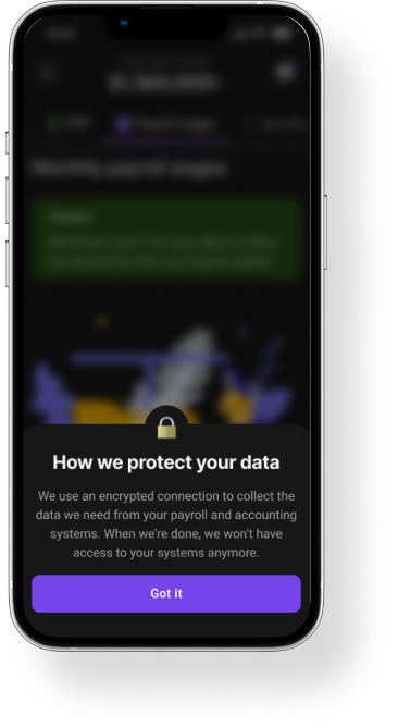 Innovation Refunds mobile interface: Data-protection explanation