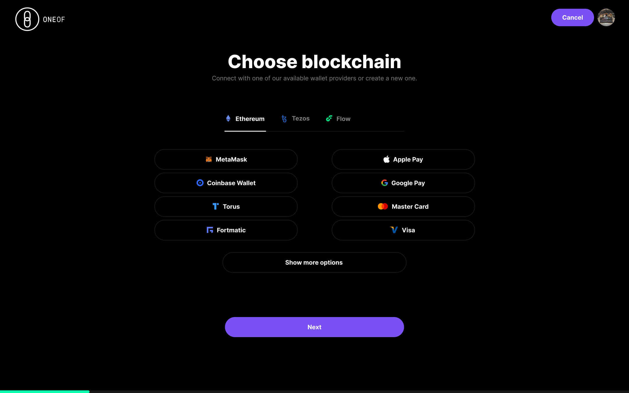 OneOf nft creation — step 1