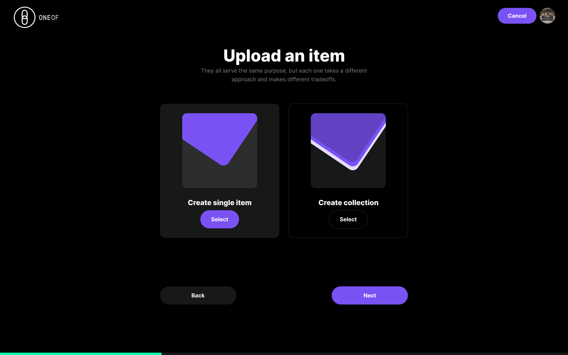 OneOf nft creation — step 2
