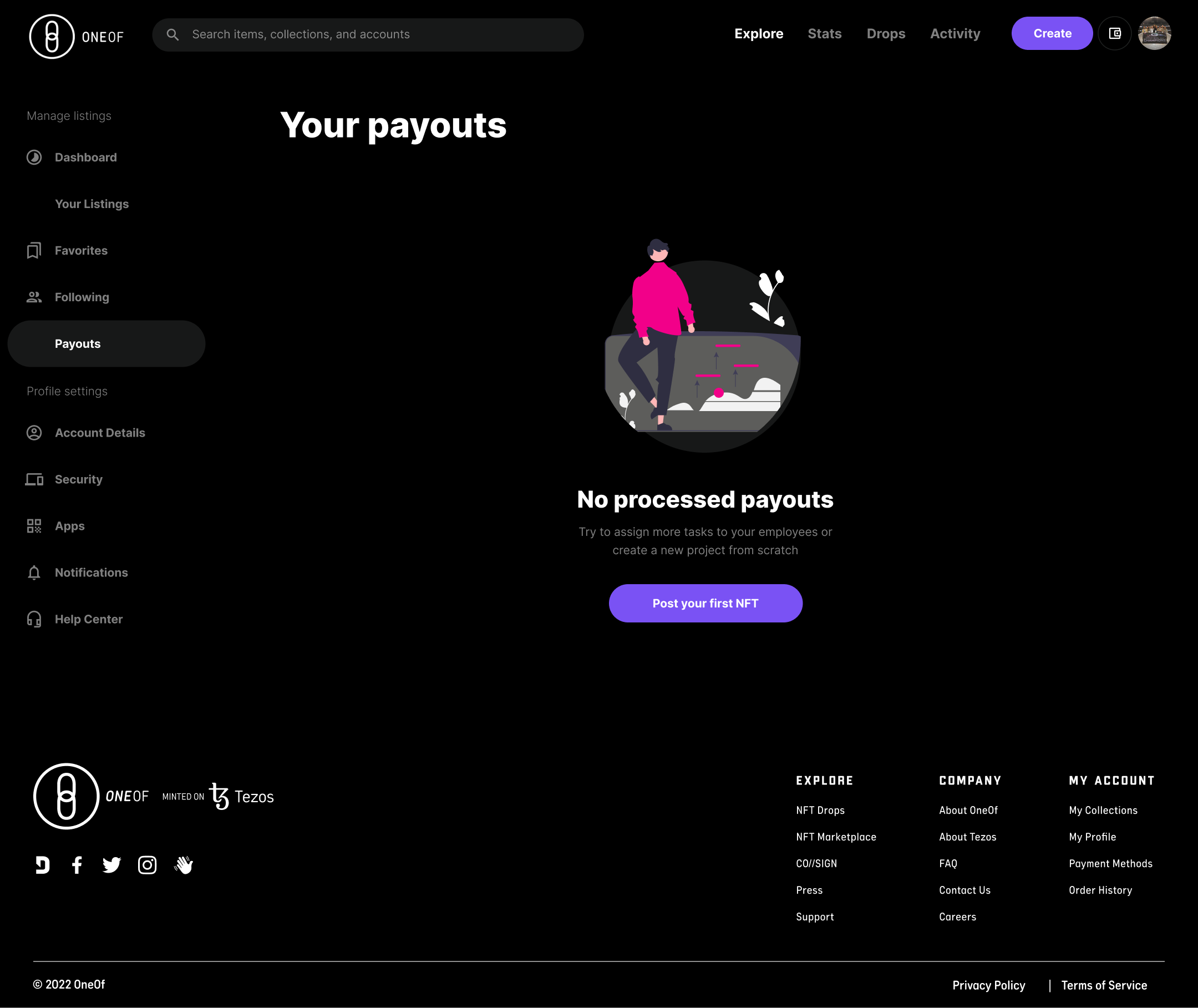 OneOf payouts — empty state