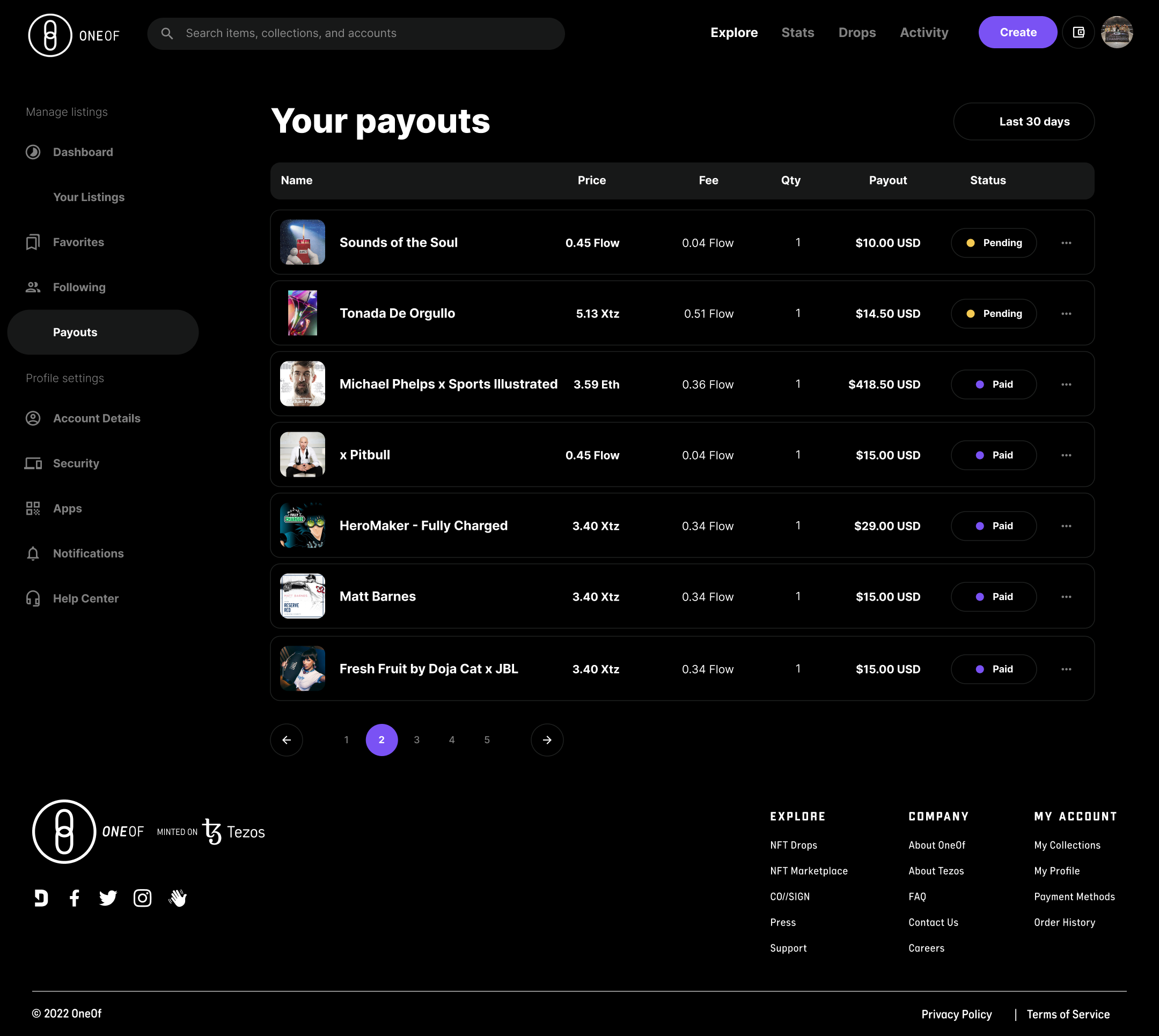 OneOf items and payouts