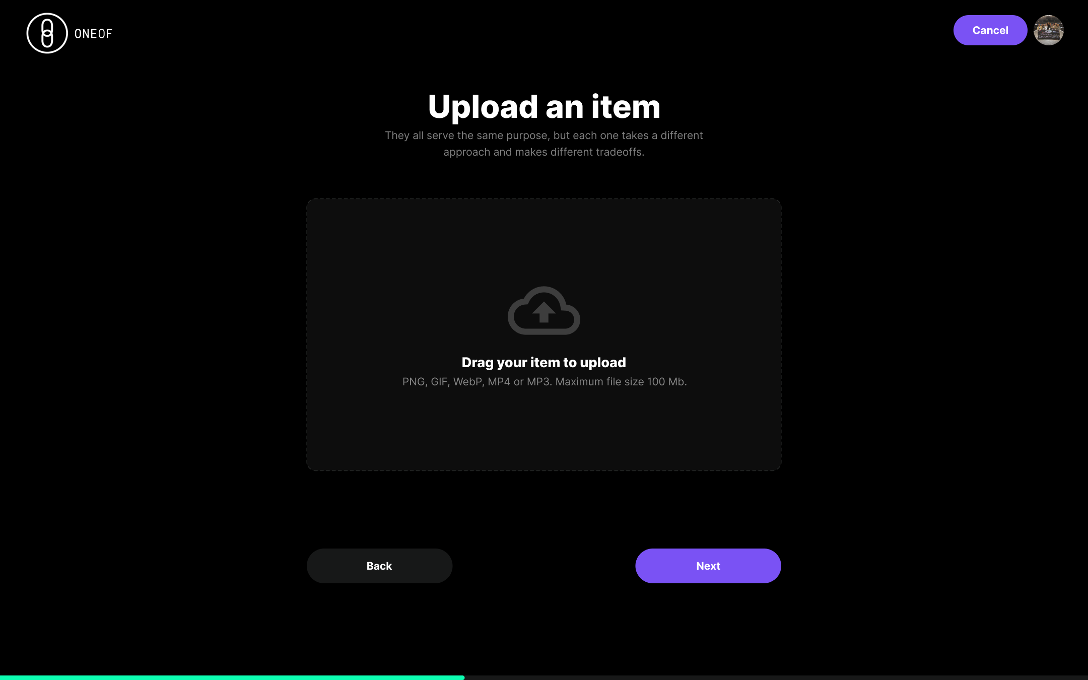 OneOf nft creation — step 3