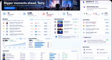 UpGather North Star dashboard concept with personalized priorities and AI assistance